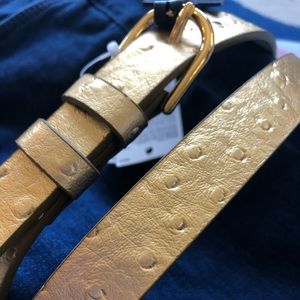 NWT - BR Gold Textured Leather Belt - XS/S